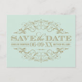 Mint Antiek Bloei Save the Date Aankondigingskaart (Voorkant)