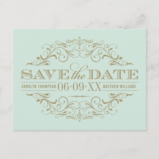  Mint Antiek Bloei Save the Date Aankondigingskaart (Voorkant)