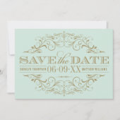 Mint Antiek bloeien bruiloft Save The Date (Voorkant)