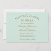 Mint Antiek bloeien bruiloft Save The Date (Achterkant)