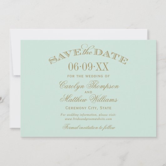 Mint Antiek bloeien bruiloft Save The Date (Achterkant)