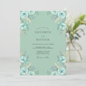 Mint Aqua Anemone Bruiloft Kaart (Staand voorkant)