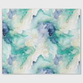 Mint Aqua Blauw Inkt Marmer Cadeaupapier (Vlak)