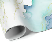 Mint Aqua Blauw Inkt Marmer Cadeaupapier (Rol Hoek)