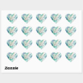Mint Aqua Blauw Inkt Marmer Hart Sticker (Vel)