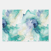 Mint Aqua Blauw Inkt Marmer Inpakpapier Vel (Voorkant)