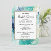 Mint Aqua Blauw Inkt Marmer Kaart (Staand voorkant)