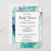 Mint Aqua Blauw Inkt Marmer Kaart (Voorkant)