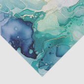 Mint Aqua Blauw Inkt Marmer Tissuepapier (Detail)
