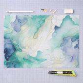 Mint Aqua Blauw Inkt Marmer Tissuepapier (Craft)