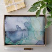 Mint Aqua Blauw Inkt Marmer Tissuepapier (Geschenk)