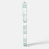 Mint Aqua Blauwe Witte Strepen Monogram Case-Mate iPhone Case (Achterkant / Links)