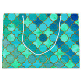 Mint Aqua Blauwgroen Gold Oriental Moroccan Tegel Groot Cadeauzakje (Voorkant)