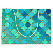 Mint Aqua Blauwgroen Gold Oriental Moroccan Tegel Groot Cadeauzakje (Achterkant)