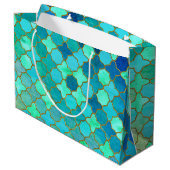 Mint Aqua Blauwgroen Gold Oriental Moroccan Tegel Groot Cadeauzakje (Achterkant Gekanteld)