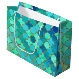 Mint Aqua Blauwgroen Gold Oriental Moroccan Tegel Groot Cadeauzakje