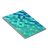 Mint Aqua Blauwgroen Gold Oriental Moroccan Tegel Notitieboek (Rechterzijde)