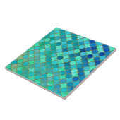 Mint Aqua Blauwgroen Gold Oriental Moroccan Tile Tegeltje (Zijkant)