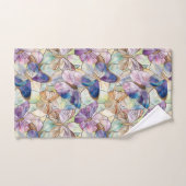 Mint Aqua Blue Paarse Vlinders Bad Handdoek (Handdoek)