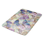 Mint Aqua Blue Paarse Vlinders Badmat (Gekanteld)