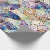 Mint Aqua Blue Paarse Vlinders Cadeaupapier (Hoek)