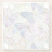 Mint Aqua Blue Paarse Vlinders Glazen Onderzetter (Achterkant)