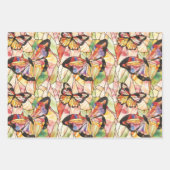 Mint Aqua Blue Paarse Vlinders Inpakpapier Vel (Voorkant 3)