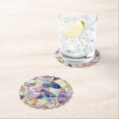 Mint Aqua Blue Paarse Vlinders Kartonnen Onderzetters (Insitu)