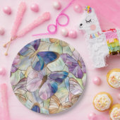 Mint Aqua Blue Paarse Vlinders Papieren Bordje (Feest)