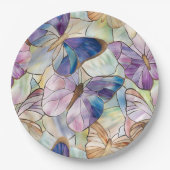 Mint Aqua Blue Paarse Vlinders Papieren Bordje (Voorkant)