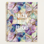Mint Aqua Blue Paarse Vlinders Planner (Voorkant)