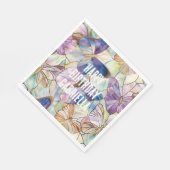 Mint Aqua Blue Paarse Vlinders Servet (Hoek)