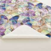 Mint Aqua Blue Paarse Vlinders Sherpa Deken (3/4)