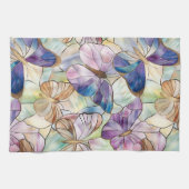 Mint Aqua Blue Paarse Vlinders Theedoek (Horizontaal)