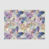 Mint Aqua Blue Paarse Vlinders Tissuepapier (Voorkant)