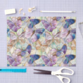 Mint Aqua Blue Paarse Vlinders Tissuepapier (Craft)