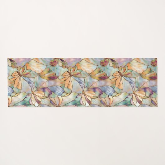 Mint Aqua Blue Paarse Vlinders Yogamat (Achterkant (horizontaal))