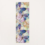 Mint Aqua Blue Paarse Vlinders Yogamat (Voorkant)