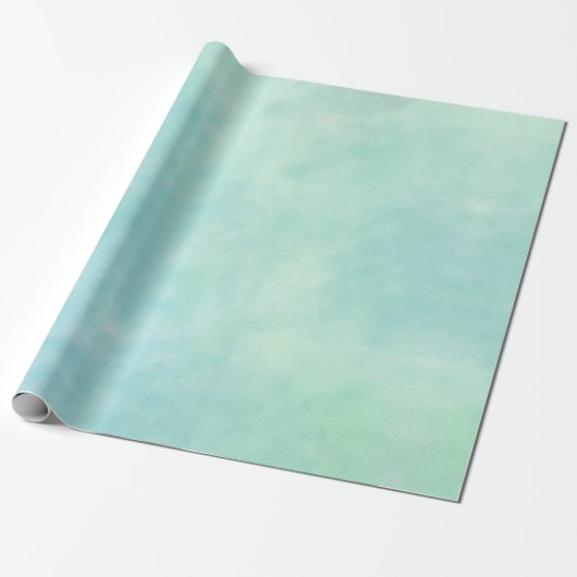 Mint Aqua Blue Tie Dye Waterverf Cadeaupapier (Uitgerold)
