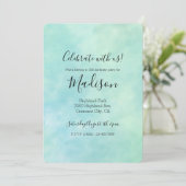 Mint Aqua Blue Tie Dye Waterverf Kaart (Staand voorkant)