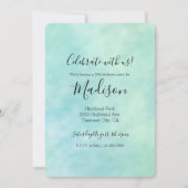 Mint Aqua Blue Tie Dye Waterverf Kaart (Voorkant)