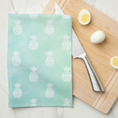 Mint Aqua Blue Waterverf Tropische anananassen Theedoek (Quarter Fold)