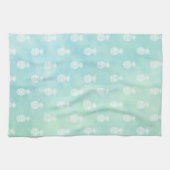 Mint Aqua Blue Waterverf Tropische anananassen Theedoek (Horizontaal)