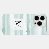 Mint Aqua Blue White Stripes Monogram  Case-Mate iPhone Case (Achterkant (horizontaal))