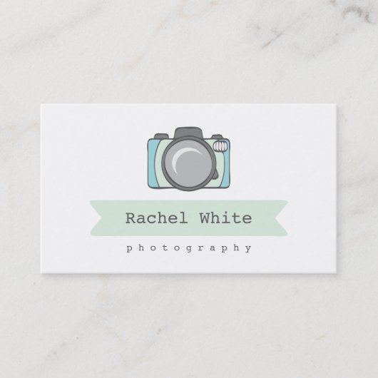 Mint & Aqua Camera Logo Visitekaartjes (Voorkant)