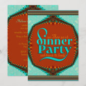 Mint Aqua Caramel Gold Fairytale Dinner Party Kaart (Voorkant / Achterkant)