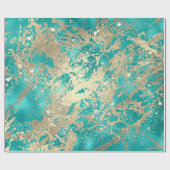 Mint Aqua Champaigne Gold Marble Metallic Strokes Cadeaupapier (Vlak)