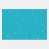 Mint Aqua Christmas Gold Snowflakes Inpakpapier Vel (Voorkant 3)