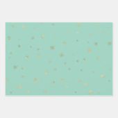 Mint Aqua Christmas Gold Snowflakes Inpakpapier Vel (Voorkant)