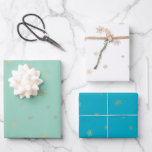 Mint Aqua Christmas Gold Snowflakes Inpakpapier Vel<br><div class="desc">Chic Mint Aqua Christmas gouden sneeuwvlokken</div>